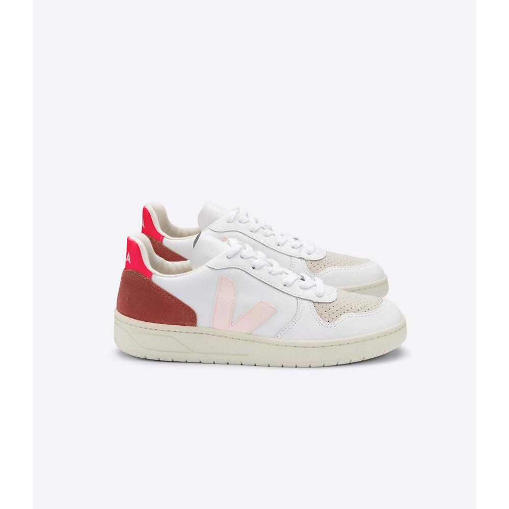 Αθλητικά Παπούτσια γυναικεια Veja V-10 LEATHER White/Red | GR 639BEX